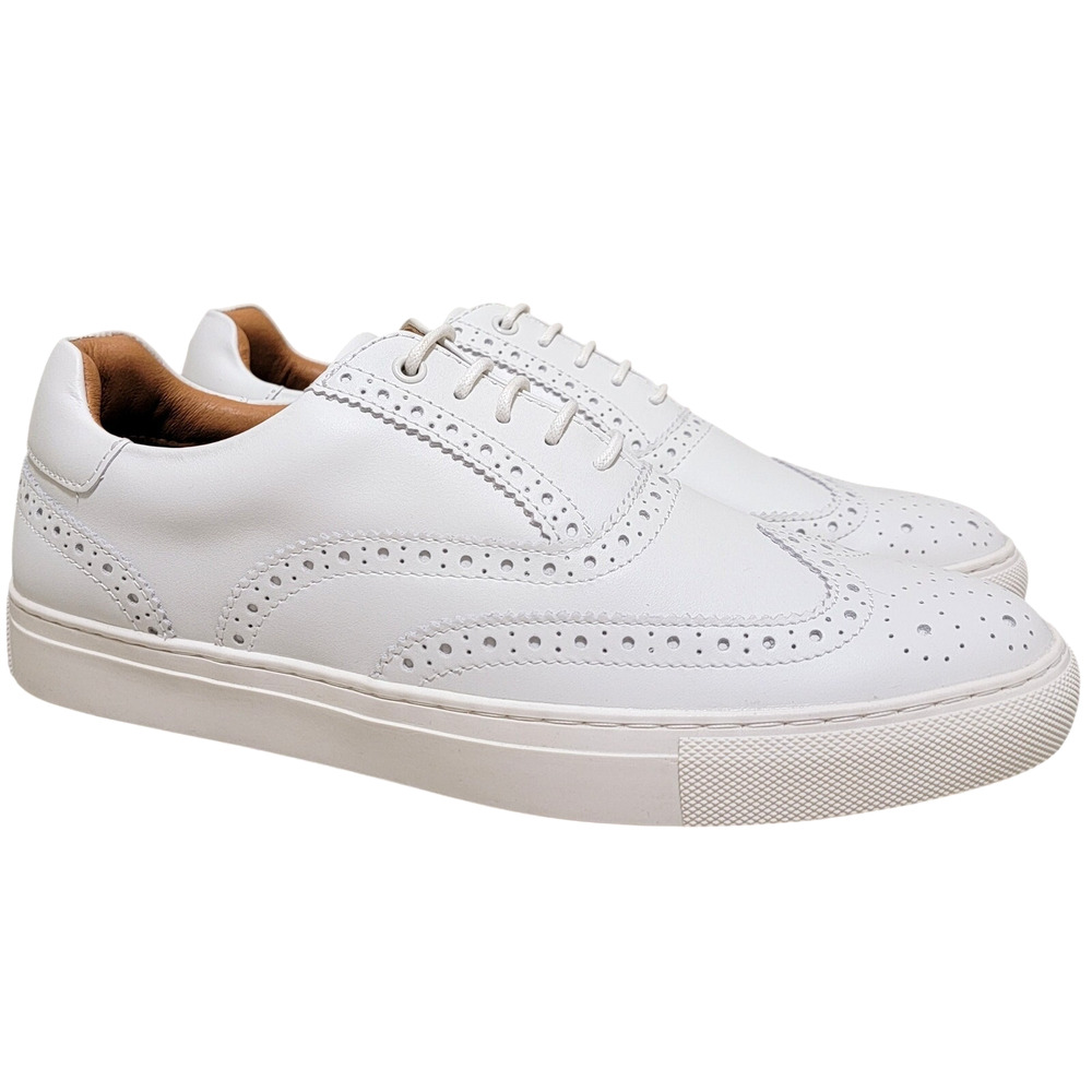 Bar III Men Baronn Wingtip Oxford Sneakers Size US 7M White Linen Leather